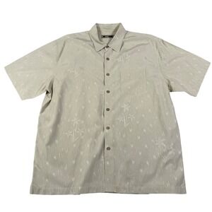 Vintage Quiksilver Edition Silk Blend Tropical Button Down Shirt Tan Beige XL